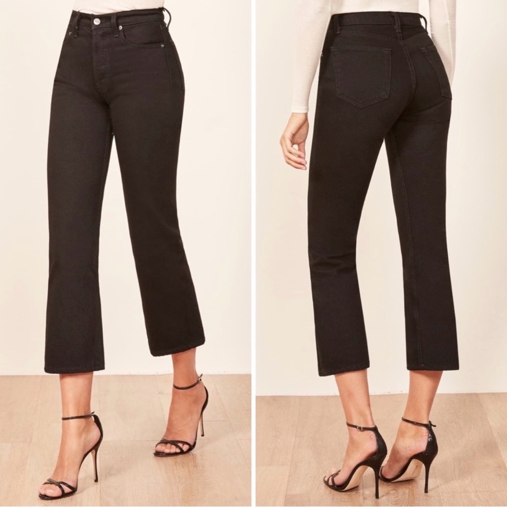 Reformation Jordi Kick Flare Jeans Black 30